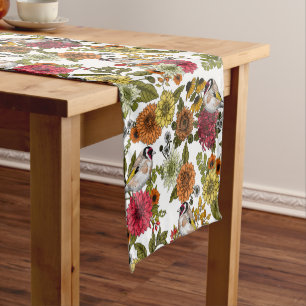 Chemin De Table Court Goldfinies et fleurs