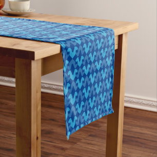 Chemin De Table Court Grand Danois Abstrait Motif Tête Bleue