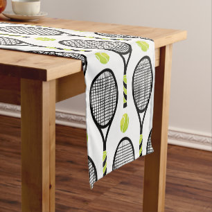 Chemin De Table Court 🎾 Grand tennis noir et vert 🎾 blanc