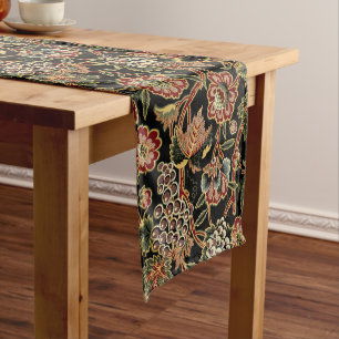 Chemin De Table Court Grapevine & Fleurs Vintage Victorian Era Motif