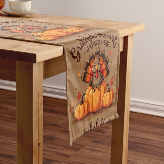 Chemin De Table Court Grateful Hearts Thanksgiving Turkey (In Situ)