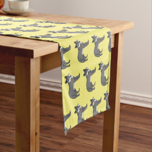 Chemin De Table Court Gray wolf with pipe cartoon