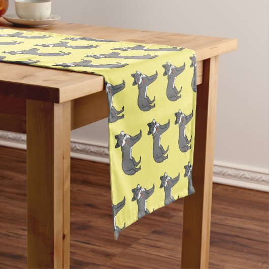 Chemin De Table Court Gray wolf with pipe cartoon (In Situ)