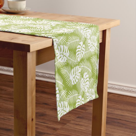 Chemin De Table Court Green Palm Feuille Rainforest Motif (In Situ)