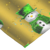 Chemin De Table Court Green Snowman sur Gold Christmas (Coin)