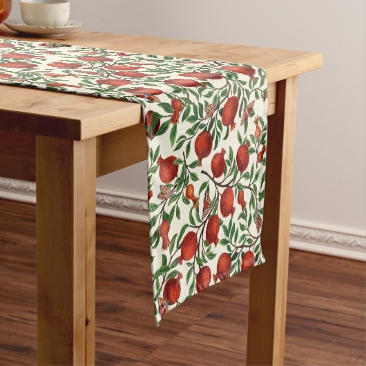 Chemin De Table Court Grenades et papillons Bella sur blanc (In Situ)