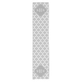 Chemin De Table Court Gris Blanc Marocain #5 Dk Gris 3 Monogramme initia (Devant)