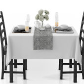 Chemin De Table Court Gris fibreux de graines de pieuvre textile à motif