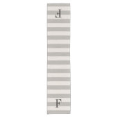 Chemin De Table Court Gris rayures Monogramme | Ferme moderne (Devant)