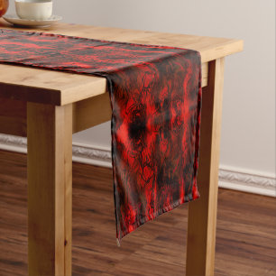 Chemin De Table Court Grungy Energie Nerveuse Art Abstrait Rouge Et Noir