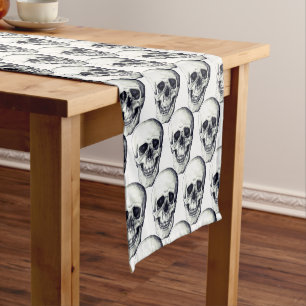 Chemin De Table Court Halloween Table Runner-Skuls