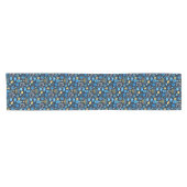 Chemin De Table Court Hanoukka Symboles Motif bleu (Horizontal)