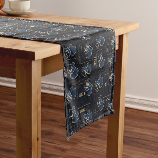 Chemin De Table Court Hanukkah Dreidels Blue Great Miracle 14 x 72
