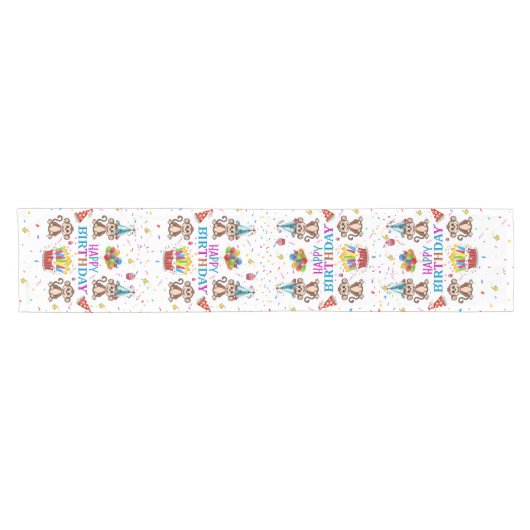 Chemin De Table Court Happy Birthday Monkey Cupcake Table Runner (Horizontal)