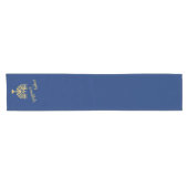 Chemin De Table Court Hapy Hanoukka Menorah Blue (Horizontal)