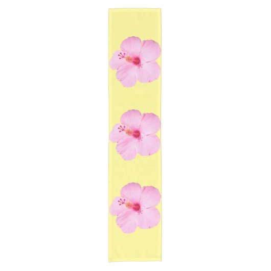 Chemin De Table Court Hibiscus rose Fleur tropicale (Devant)