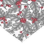Chemin De Table Court Holly berry, feuilles gris sur blanc (Coin)