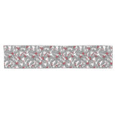 Chemin De Table Court Holly berry, feuilles gris sur blanc (Horizontal)