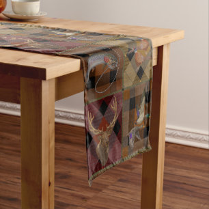 Chemin De Table Court Hunt Club Plaid With Wildlife Game
