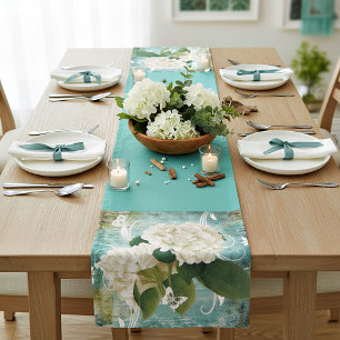 Chemin De Table Court Hydrangea blanc
