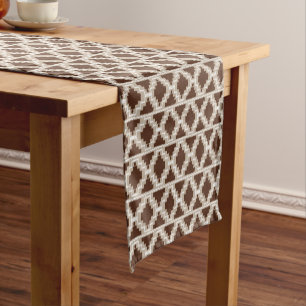 Chemin De Table Court Ikat Aztec Chocolat Tribal Brown et Taupe