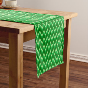 Chemin De Table Court Ikat Chevron Stripes - Pin et Lime Green