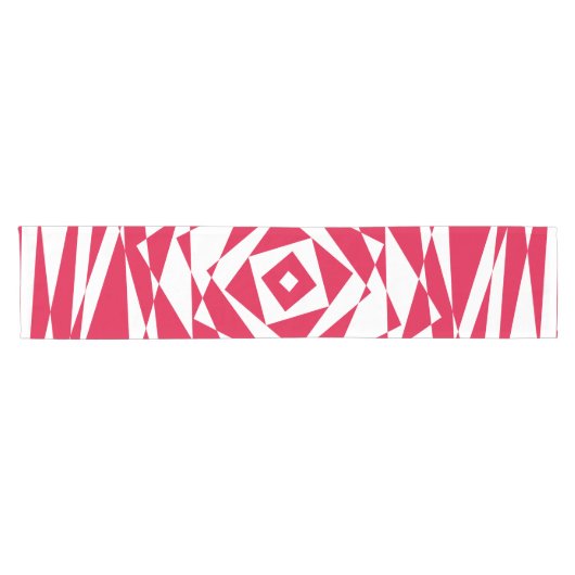 Chemin De Table Court Illusion abstraite rouge blanc (Horizontal)