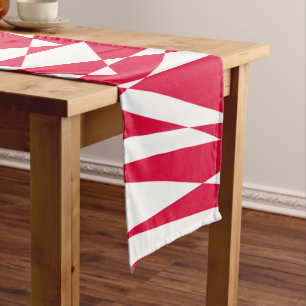 Chemin De Table Court Illusion abstraite rouge blanc