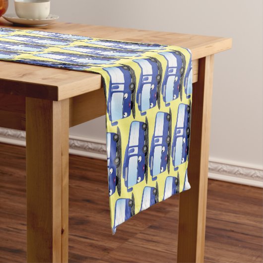 Chemin De Table Court Illustration d'un bus moderne bleu mignon (In Situ)