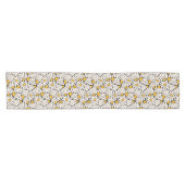 Chemin De Table Court Impression de bloc floral noir abstrait (Horizontal)