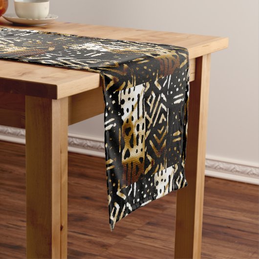 Chemin De Table Court Impression de tissu de boue africaine (In Situ)