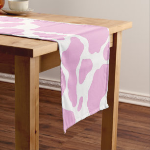Chemin De Table Court Impression de vache rose