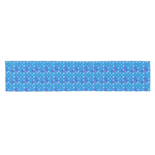 Chemin De Table Court Impression Starburst moderne, Bleu Cérulean Profon (Horizontal)