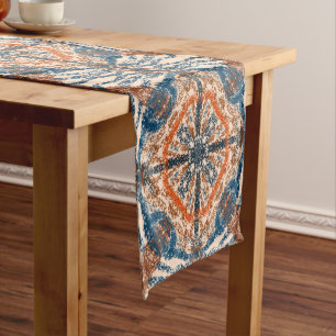 Chemin De Table Court Inspiré par la Turquie : Texturé Marine & Terracot