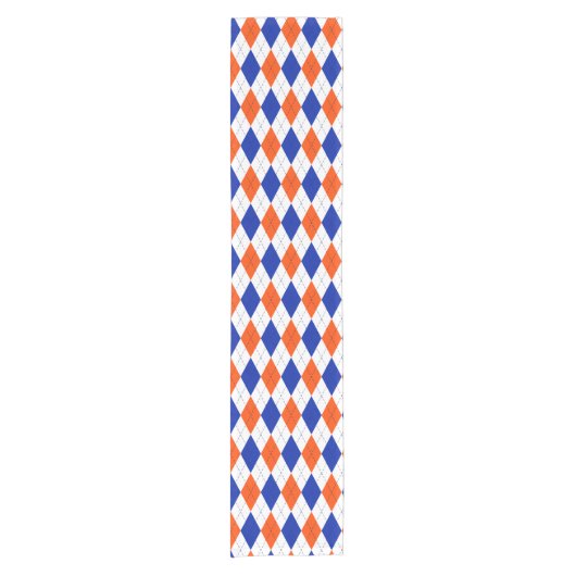 Chemin De Table Court Jacquard orange et bleu diamant (Devant)