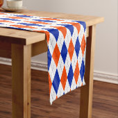 Chemin De Table Court Jacquard orange et bleu diamant (In Situ)