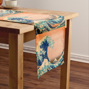 Chemin De Table Court Japon vintage, Grande vague au large de la chaîne