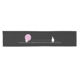 Chemin De Table Court Joli Bubble rose Bubble Oiseaux de gomme sur un fi