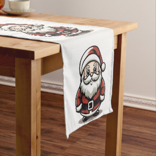 Chemin De Table Court 🎅 Jolly Père Noël Table Runner 🍽️