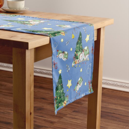 Chemin De Table Court Jote Sleepy Snowman Motif de vacances (In Situ)