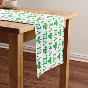 Chemin De Table Court Jour de la Saint-Patrick Amour Trèfle blanc Vert S