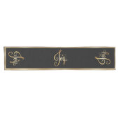 Chemin De Table Court "Joy" Black Gold Script Élégant Noël (Horizontal)