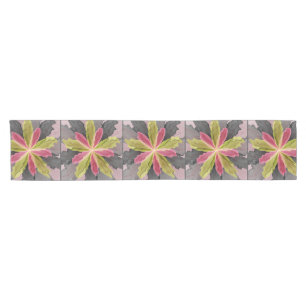 Chemin De Table Court Joy, Vert rose Anthracite Imaginaire Fleur Fractal