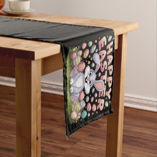 Chemin De Table Court Joyeuses Pâques 2025 Œufs Lapin Mignon