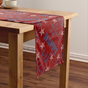 Chemin De Table Court Joyeux 4 juillet Rouge Blanc Bleu Étoiles et rayur