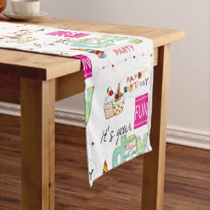 Chemin De Table Court Joyeux Anniversaire FUN Cupcake Court Table Runner