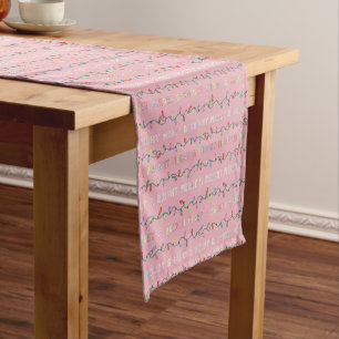 Chemin De Table Court Joyeux et rose vif lumières de Noël
