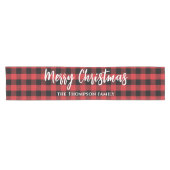 Chemin De Table Court Joyeux Noël Calligraphie Buffalo Check Motif (Horizontal)
