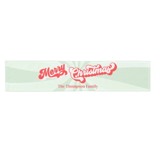 Chemin De Table Court Joyeux Noël Calligraphie Script Retro Rouge Vert (Horizontal)