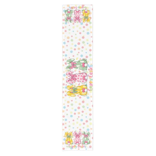 Chemin De Table Court Joyeux Pâques Polka Dot Bunnies Pâques (Devant)